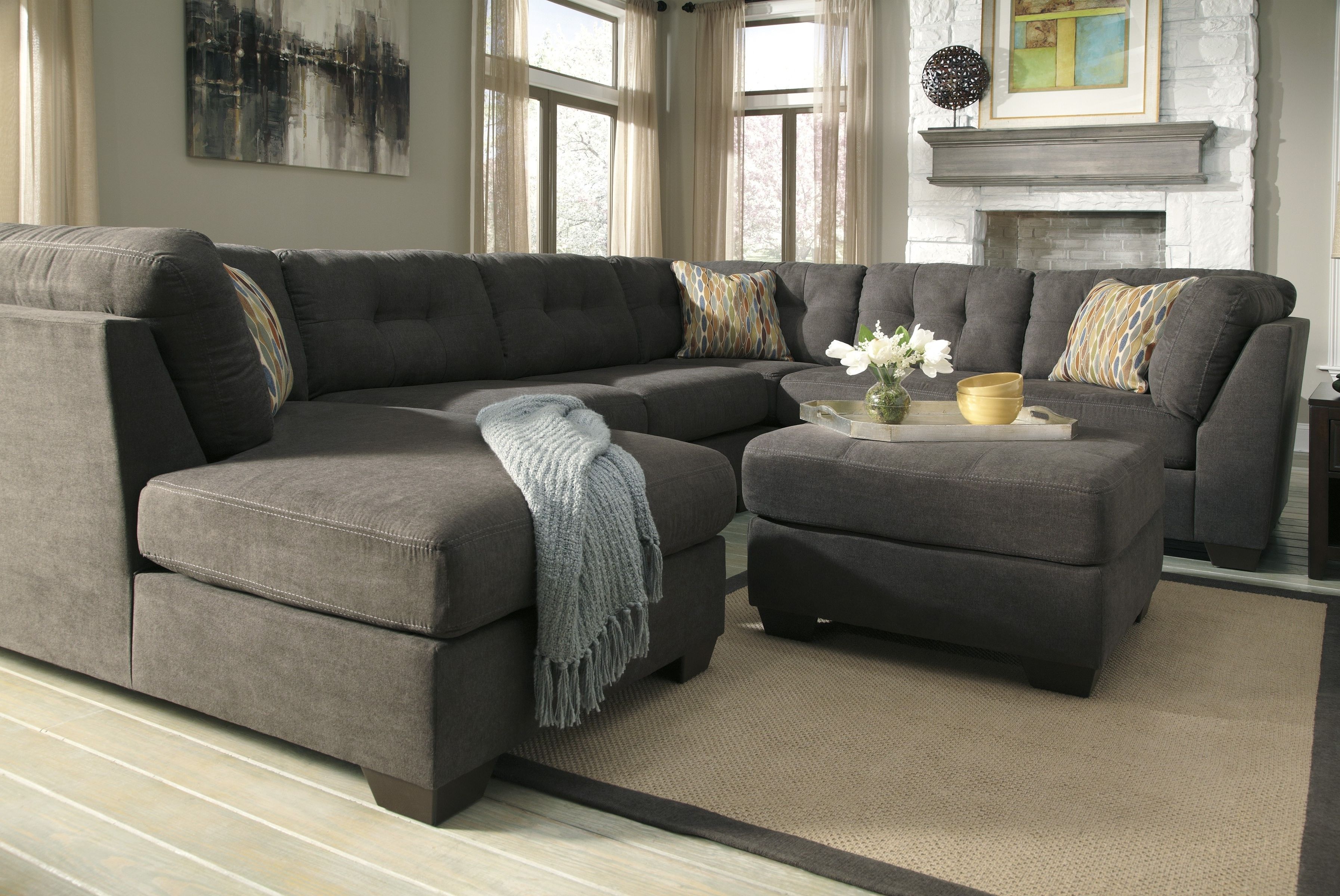 Favorite Tufted Sectionals With Chaise With Regard To Decorations Inspiration Lovable Grey Velvet U Shaped Tufted (View 15 of 15)