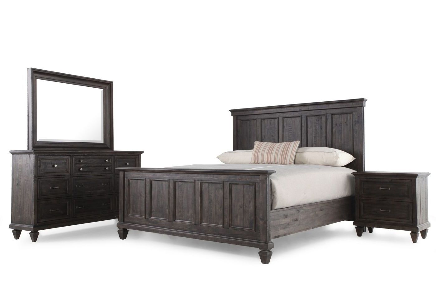 Four Piece Transitional Bedroom Set In Platinum Mathis Brothers For Fashionable Mathis Brothers Chaise Lounge Chairs (View 7 of 15)