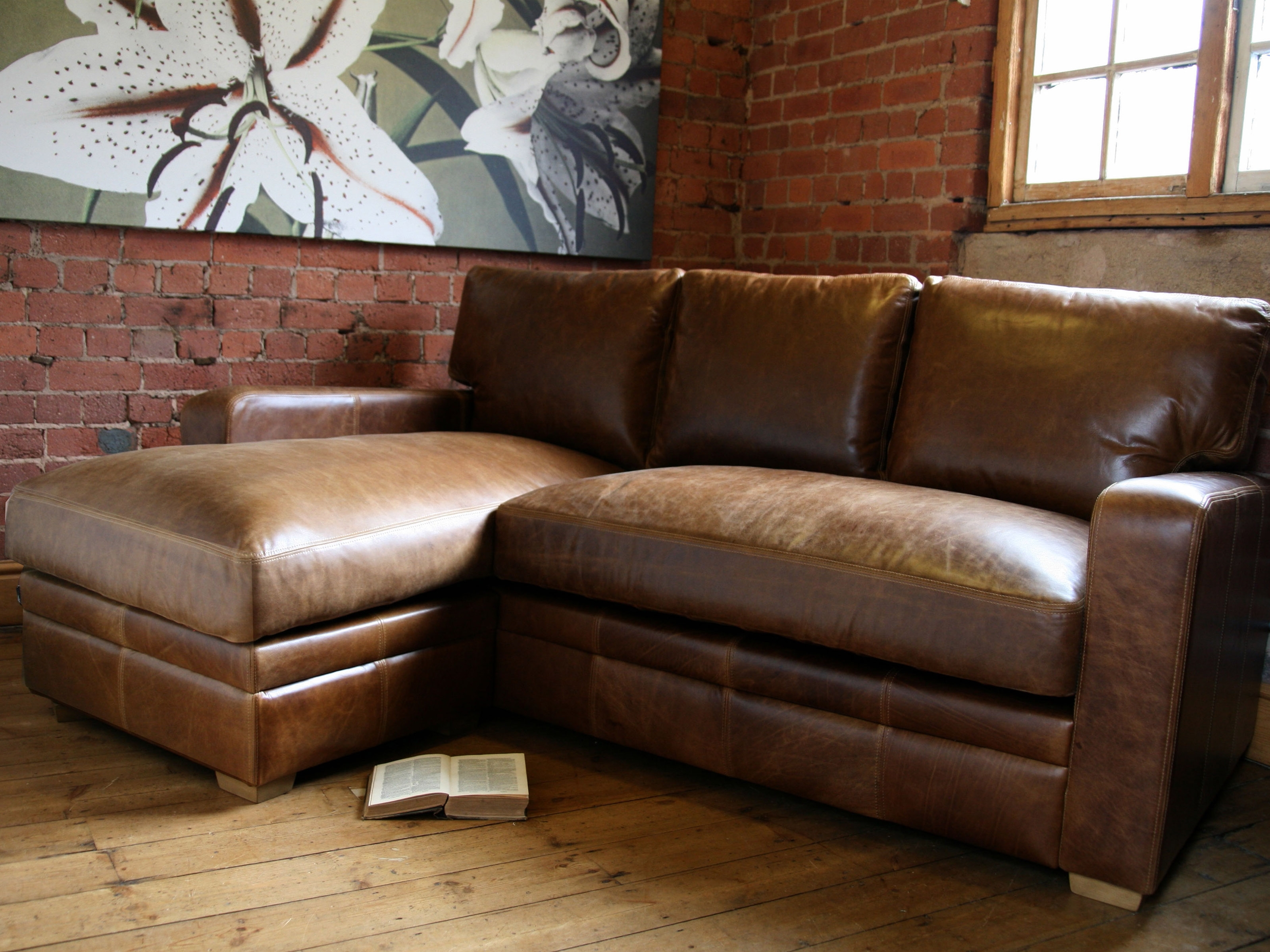 right facing sofa with chaise lounge leather