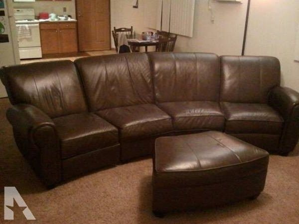 Latest Curved Recliner Sofas Intended For Curved Reclining Leather Sofa W/ Ottoman – For Sale In Plover (View 2 of 10)