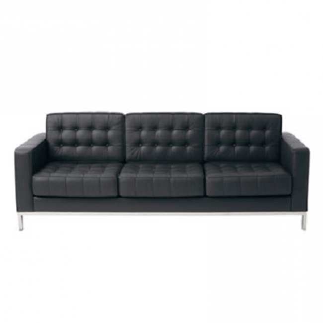 Latest Florence Leather Sofas Regarding Contemporary Florence Knoll Style Black Leather Sofa – $1,299.99 (Photo 8 of 10)