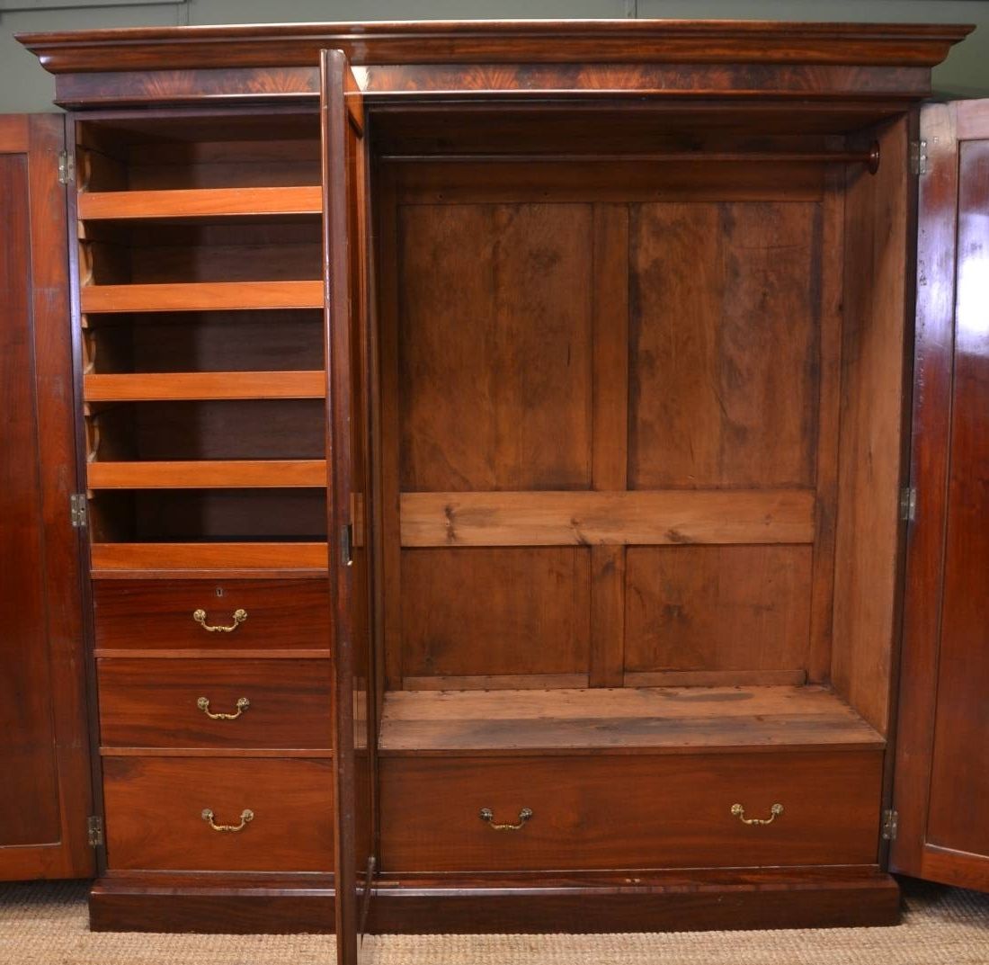 Latest Spectacular Quality Figured Mahogany Early Victorian Antique Intended For Antique Triple Wardrobes (View 15 of 15)