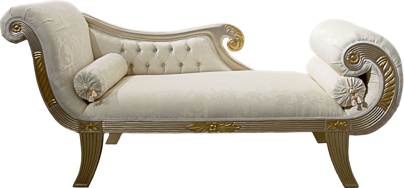 Latest Vintage Chaise Lounges Within White Leather Vintage Chaise Lounge Chair In Victorian Style Plus (View 5 of 15)