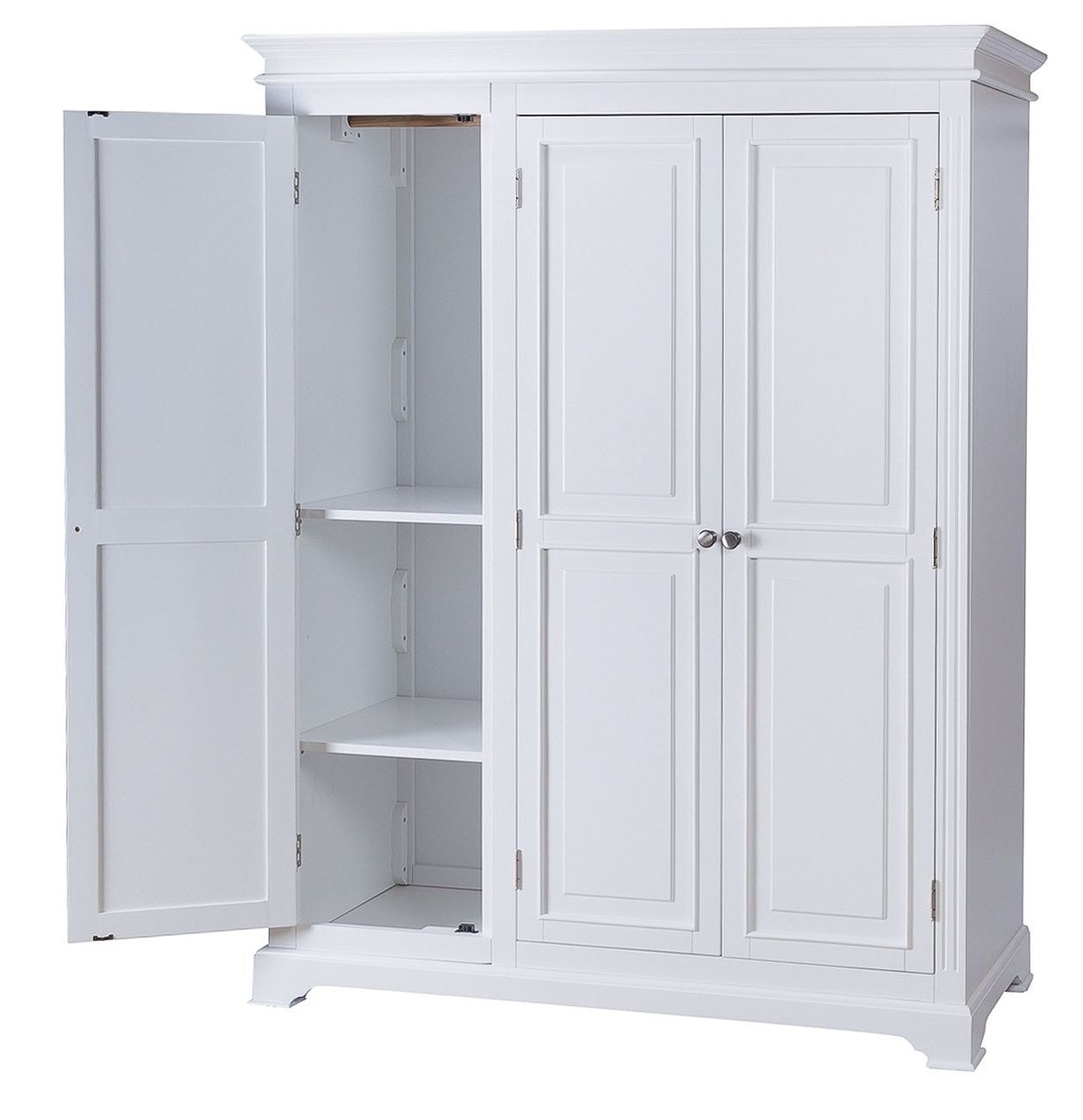 Latest White Painted Triple Three Door Large Wardrobe Inside White Painted Wardrobes (View 6 of 15)