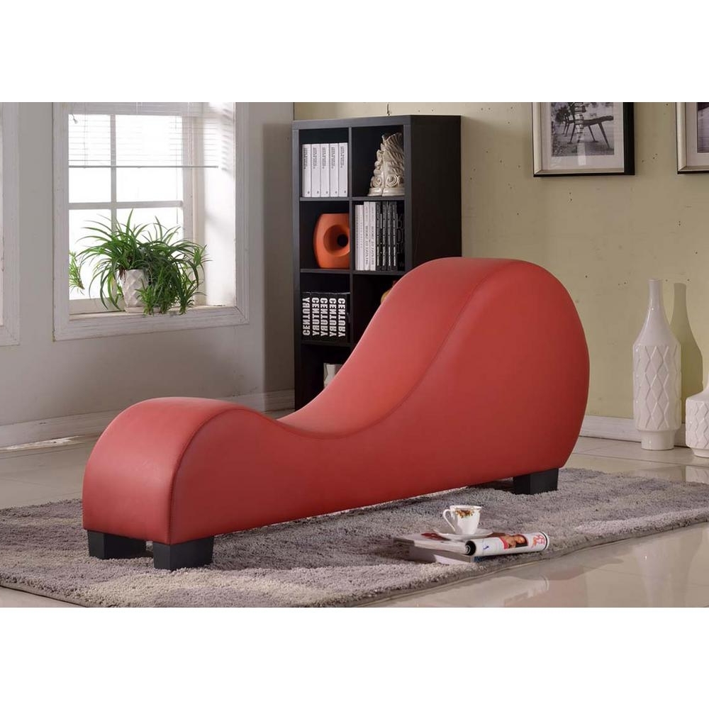 Leather Chaise Lounges With Regard To Most Popular Red Faux Leather Chaise Lounge Cl 12 – The Home Depot (Photo 6 of 15)