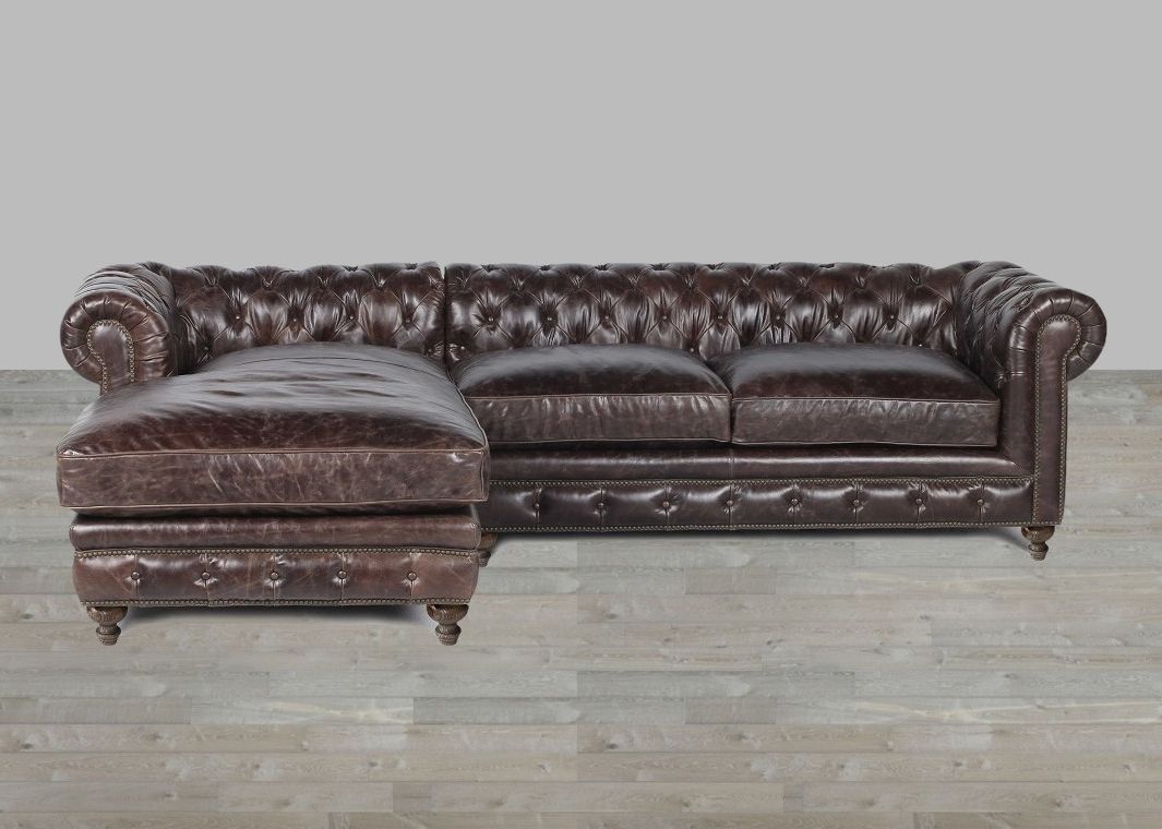 Leather Chaise Sofas Pertaining To Best And Newest Leather Sofa With Chaise Rolled Arm (Photo 11 of 15)