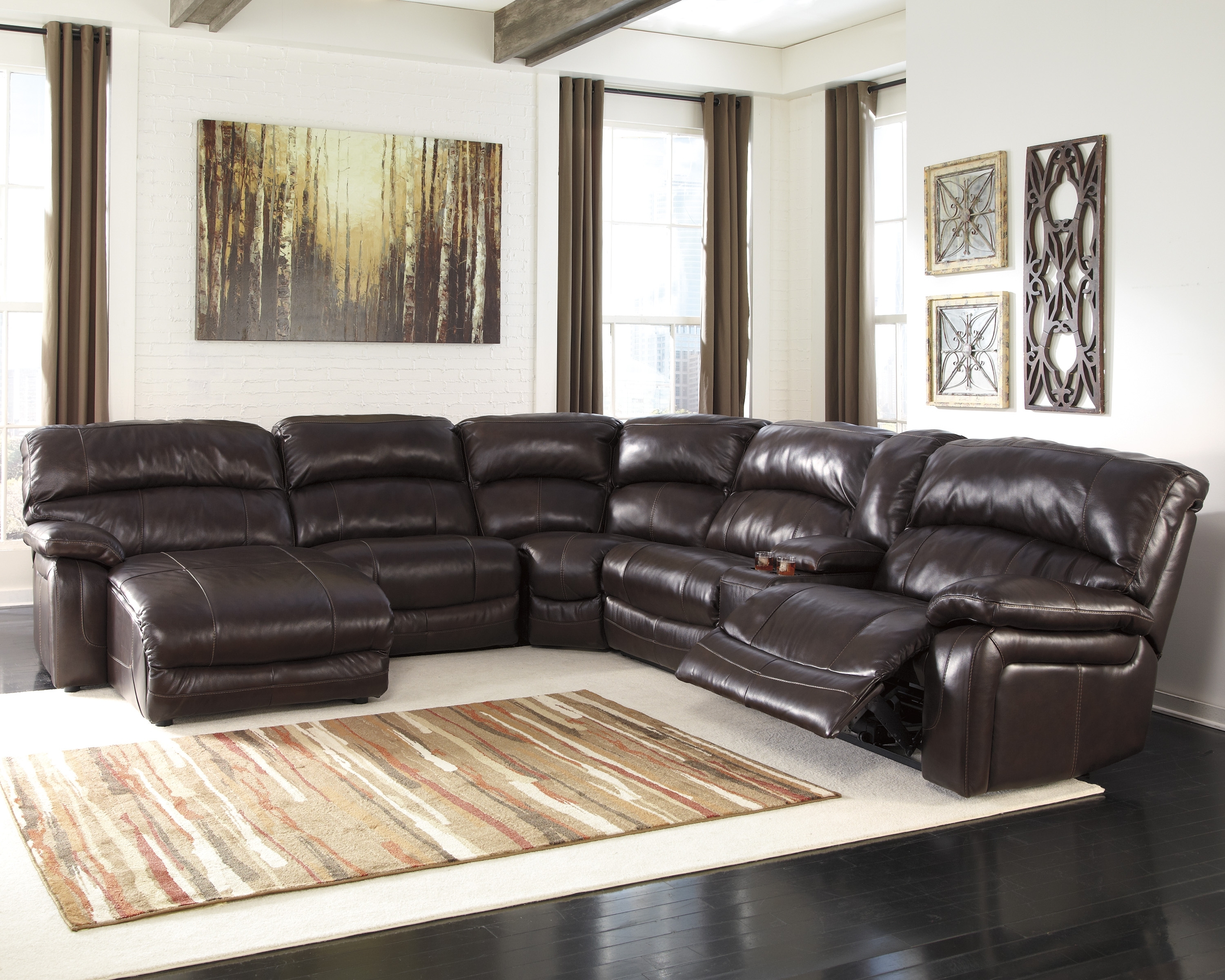 Leather Sectional Sofas With Recliners And Cup Holders Sectional For 2018 Black Leather Sectionals With Chaise (View 13 of 15)