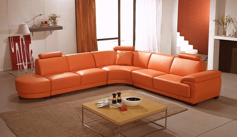 Leather Sectionals Pertaining To Current Orange Sectional Sofas (Photo 5 of 10)