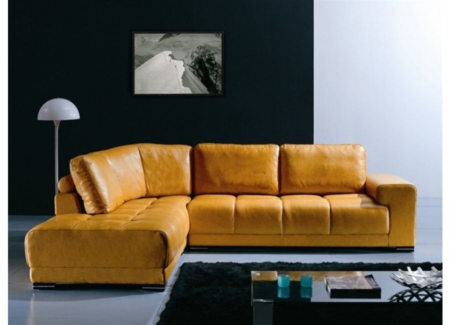 Loren – Modern Gold Leather Sectional Sofa (View 1 of 10)