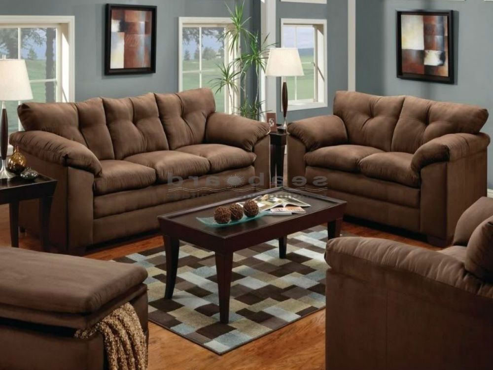 Luna Chocolate Microfiber Sofa And Loveseat Set 6565 In Fashionable Casual Sofas And Chairs (Photo 2 of 10)