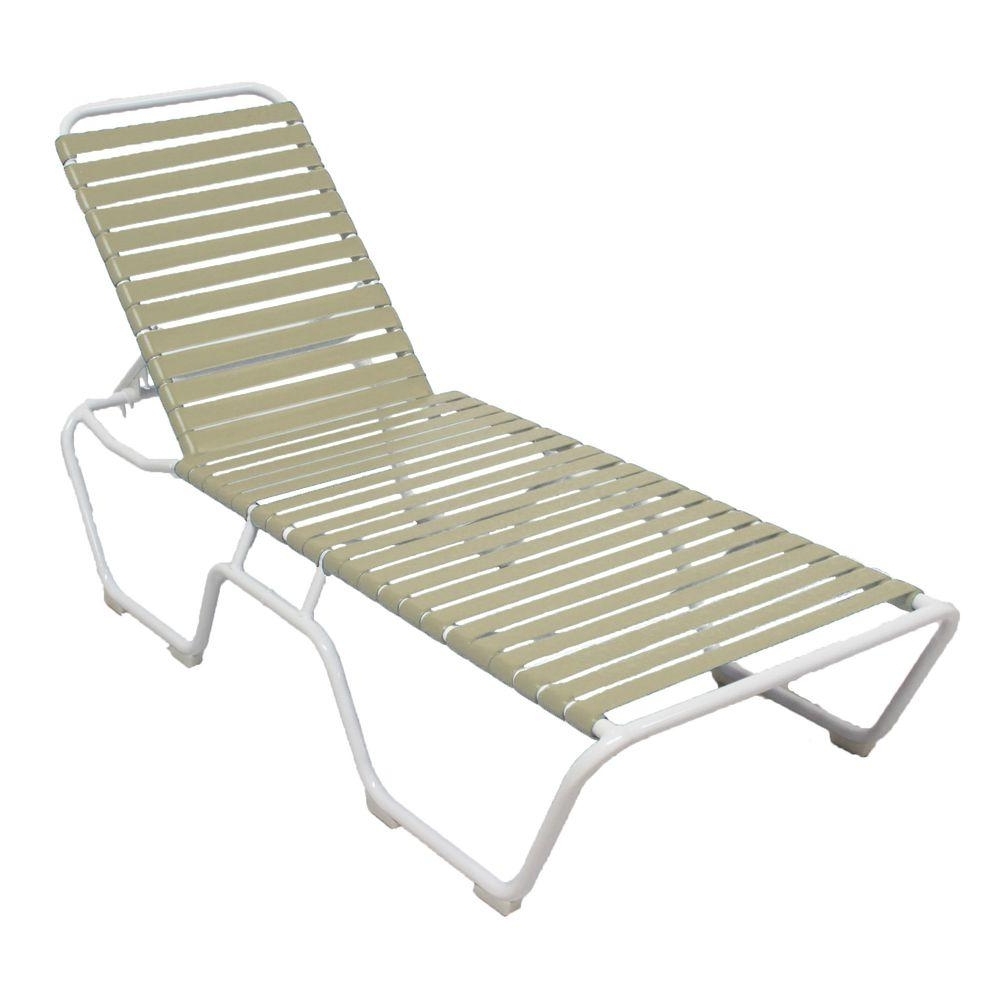 Marco Island White Commercial Grade Aluminum Vinyl Strap Outdoor With Well Liked Commercial Outdoor Chaise Lounge Chairs (View 2 of 15)