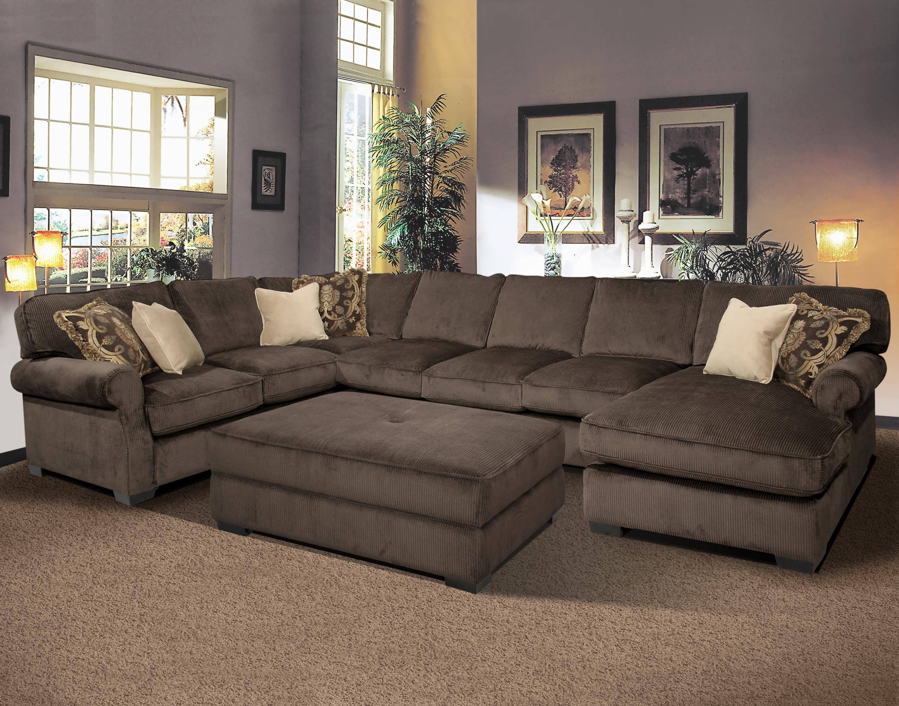 Microfiber Sectional Sofas With Chaise Within Well Known Sofa : Leather Sectional Sofa Large Sectional Red Sectional Sofa (Photo 5 of 15)