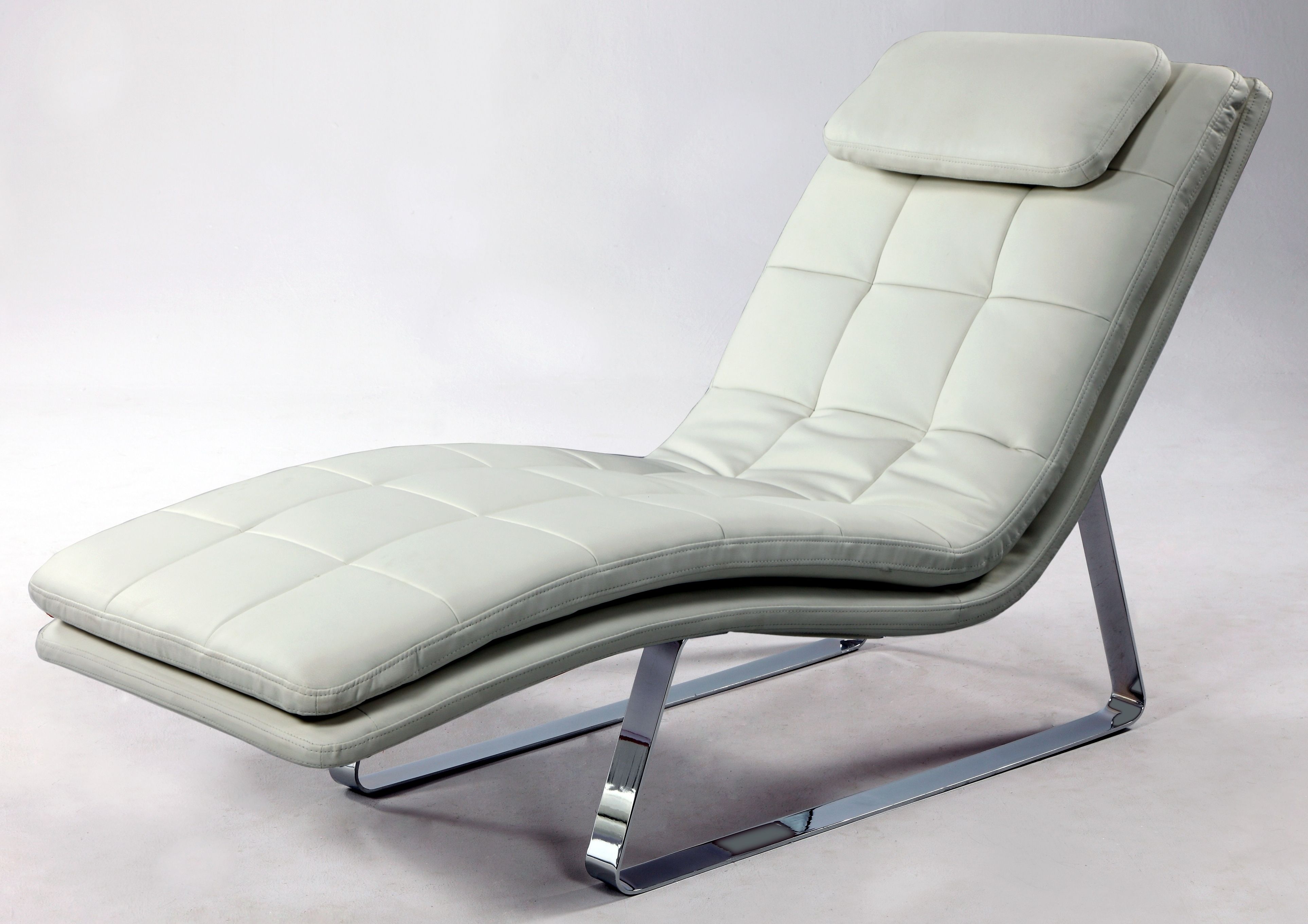 Modern Chaises Within Favorite Full Bonded Leather Tufted Chaise Lounge With Chrome Legs New York (View 6 of 15)