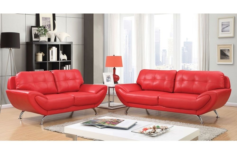 Modern Red Leather Sofa For Widely Used Red Leather Sofas (View 1 of 10)