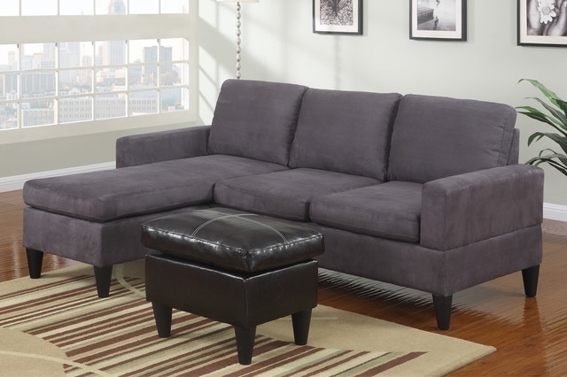 Modern Small Sectional Sofa Modern Small Gray Microfiber Sectional Throughout Well Liked Small Sectional Sofas With Chaise And Ottoman (Photo 3 of 10)