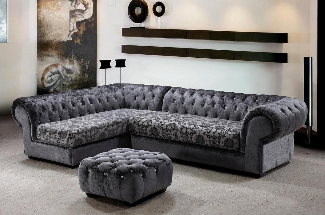 Most Current Extravagant Tufted Covered In Microfiber Sectional Hayward Inside Tufted Sectional Sofas With Chaise (View 6 of 10)