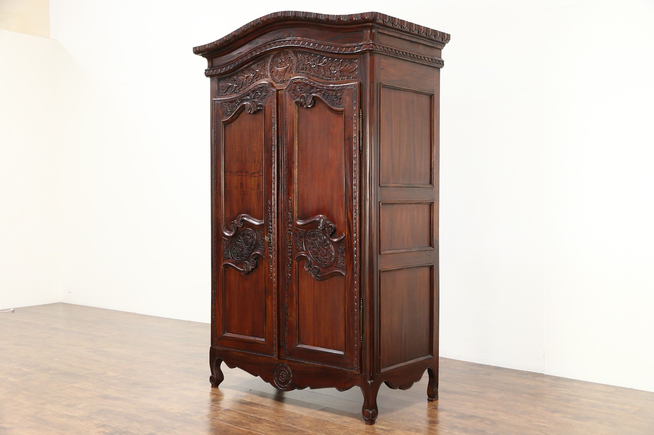 Most Current French Style Armoires Wardrobes Throughout Sold – French Style Hand Carved Mahogany Vintage Armoire, Wardrobe (View 5 of 15)