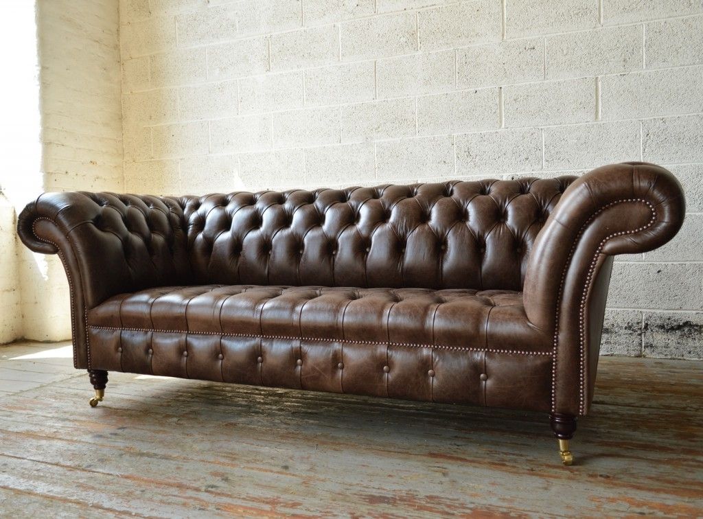 Most Current Montana Old English Dark Brown Leather 3 Seater Chesterfield Sofa Intended For Chesterfield Sofas (View 1 of 10)