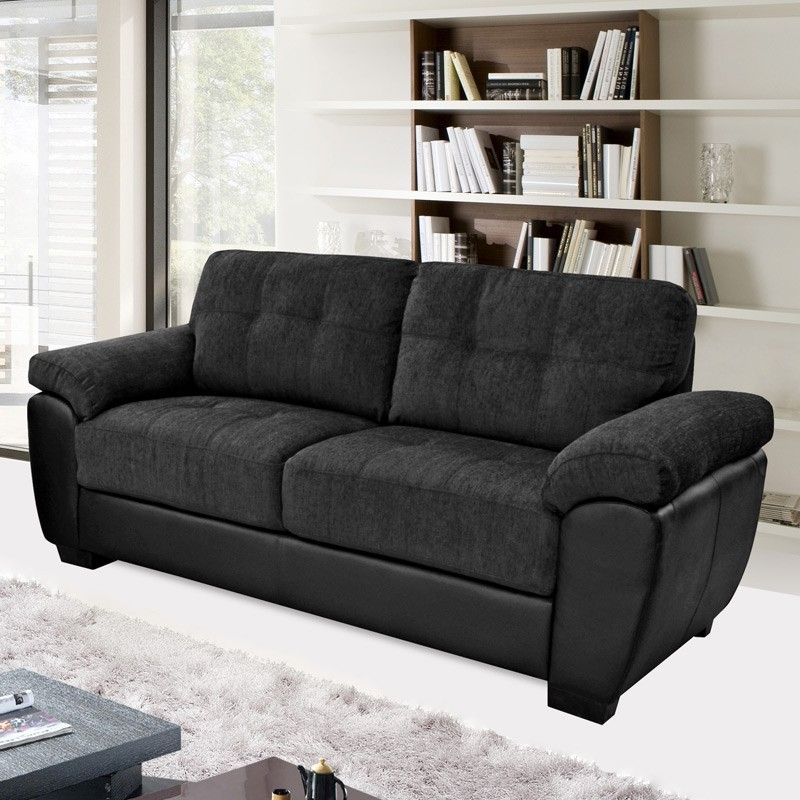 Most Current Newport Sofas Regarding Newport Black Fabric & Leather Match Sofa Collection (View 2 of 10)