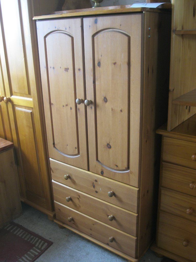 Most Current Ornate Wardrobes For Modern Ornate Pine Short Wardrobe – Tallboy. Hanging Space With 3 (Photo 9 of 15)