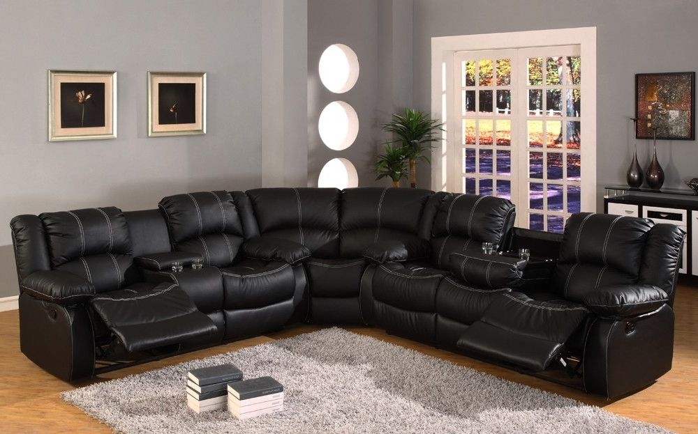Most Current Red Leather Sectional Sofas With Recliners Pertaining To Sofa Beds Design: Wonderful Ancient Black Sectional Sofa With (View 10 of 10)