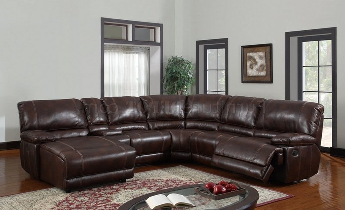 Most Current U1953 6pc Reclining Sectional Sofa In Brown Bonded Leather With Leather Motion Sectional Sofas (Photo 1 of 10)