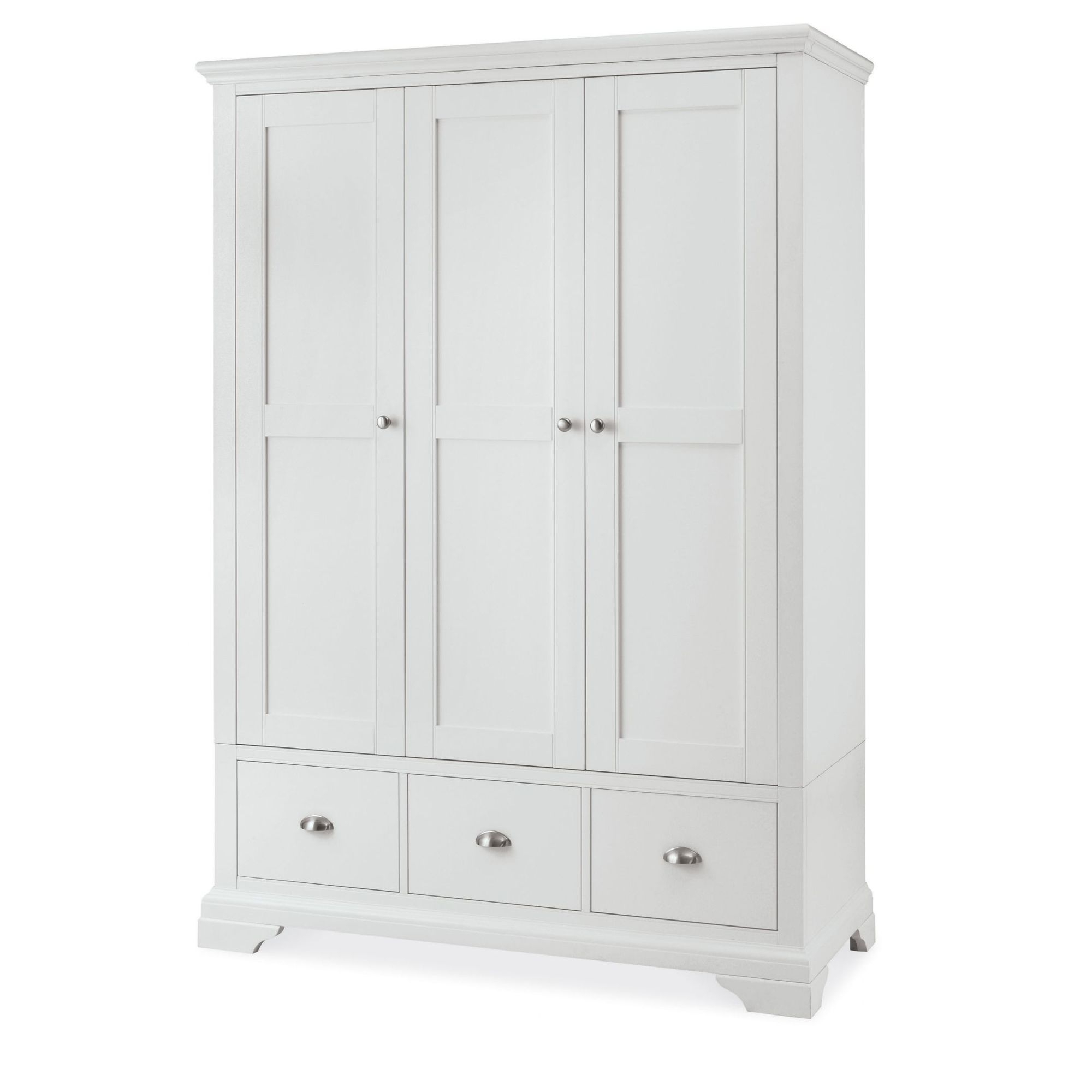 Most Current White 3 Door Wardrobes Within Cookes Collection Camden White Triple Wardrobe – Bedding Furniture (View 12 of 15)