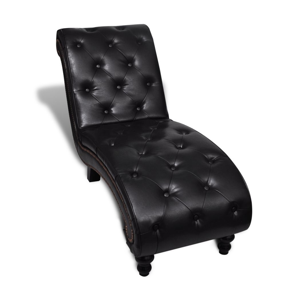 Most Popular Black Chaise Lounges Throughout Black Chesterfield Brown Chaise Lounge Button Tufted – Lovdock (View 13 of 15)