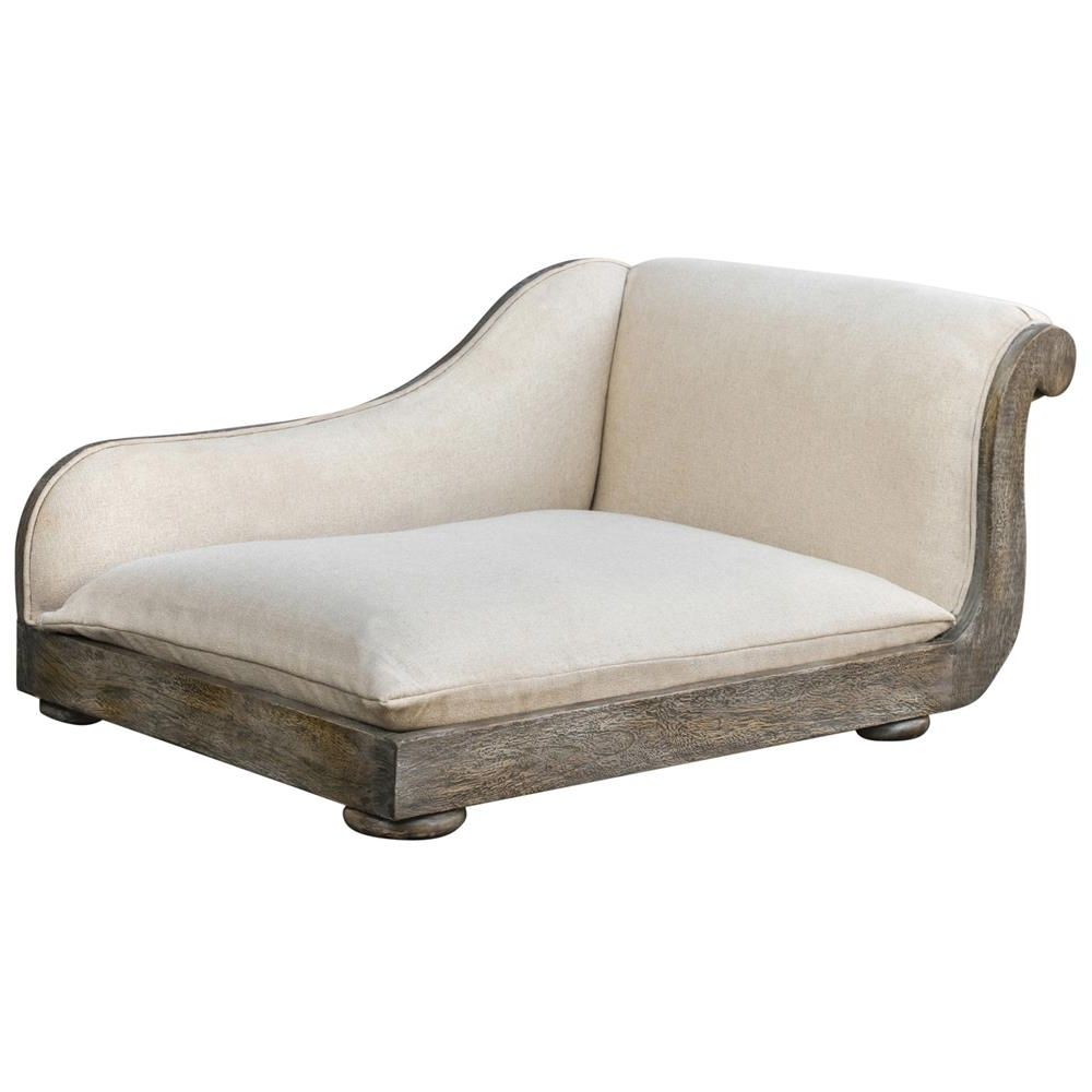Most Popular Chaise Lounge Beds Inside Fifi French Country Distressed Ivory Chaise Pet Bed (View 5 of 15)