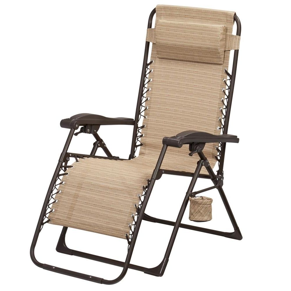 Most Popular Folding Chaise Lounge Chairs For Outdoor Inside Hampton Bay Mix And Match Zero Gravity Sling Outdoor Chaise Lounge (View 5 of 15)