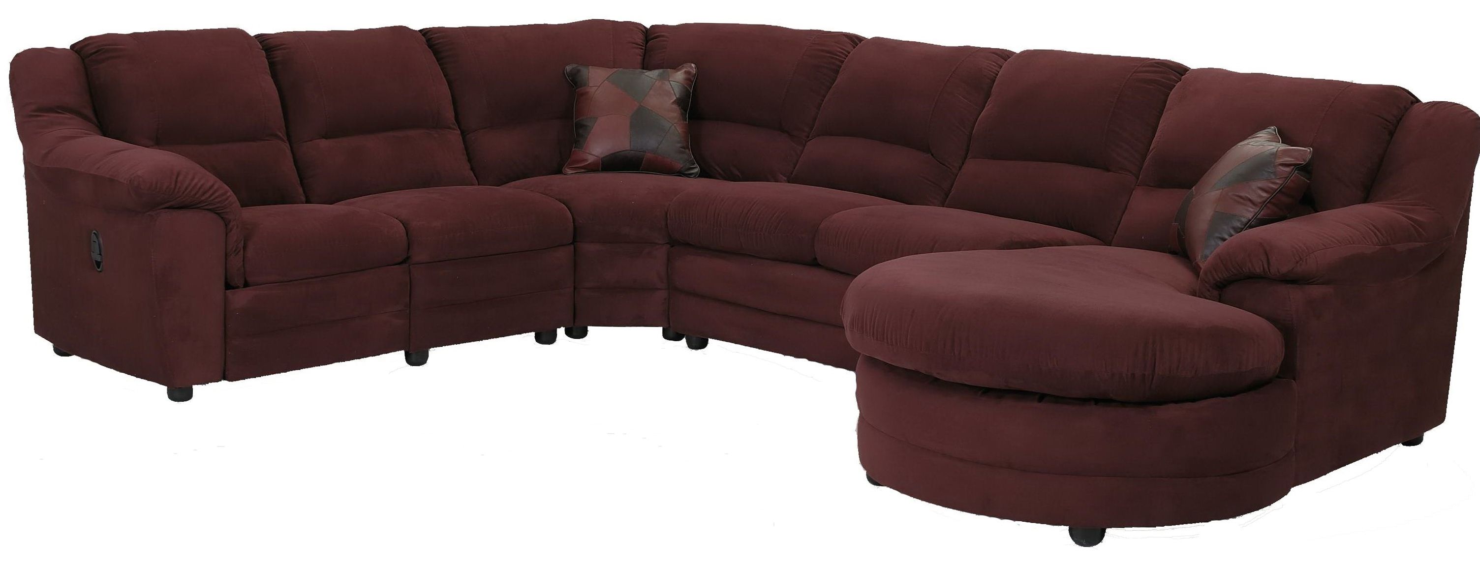 Most Popular Oversized Sectional Couch In Maroon Color With Circular Chaise For Sectional Sofas With Chaise Lounge (View 11 of 15)