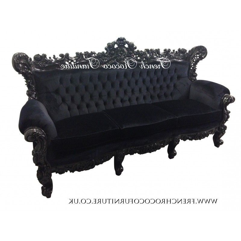 Most Recent Rococo Sofa Black 3 Seater (View 4 of 10)