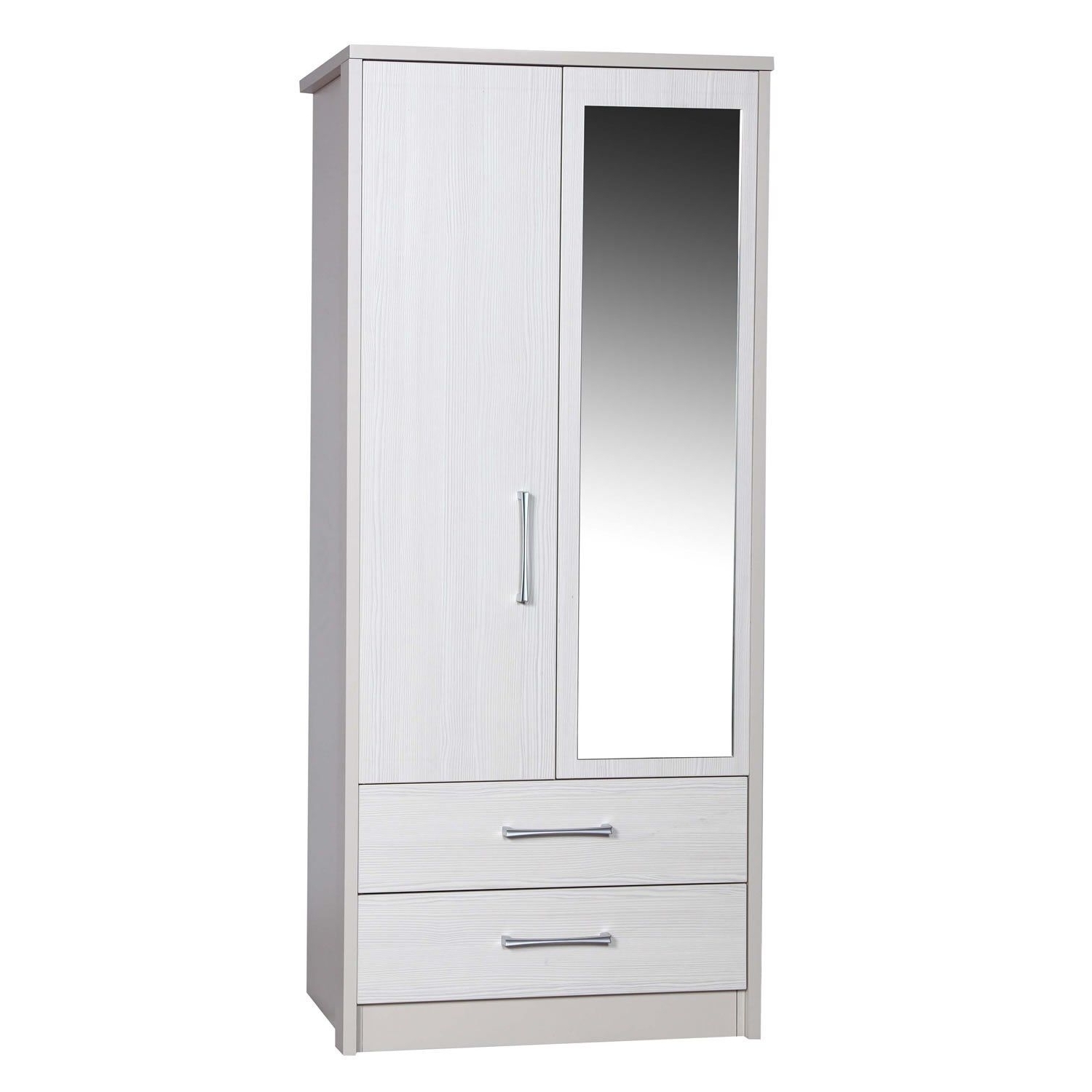 Most Recently Released Best Avola White 2 Door 2 Drawer Combi Wardrobe With Mirror – Next Pertaining To White 2 Door Wardrobes With Drawers (Photo 1 of 15)