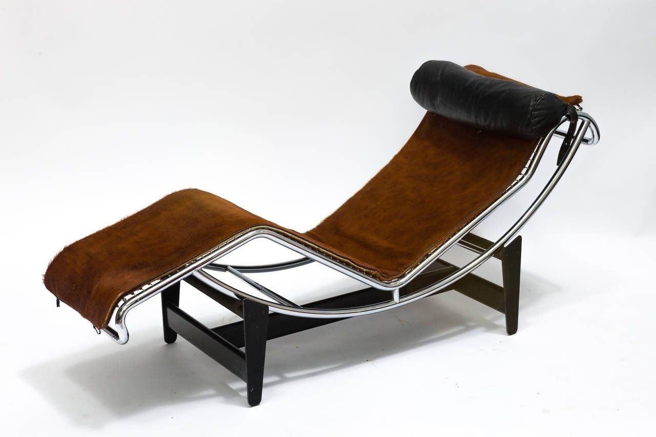 Most Up To Date Brown Chaise Lounge Chair By Le Corbusier For Corbusier Lc4 Chaise Lounge Chair In Cowhide For Sale At 1stdibs (View 2 of 15)