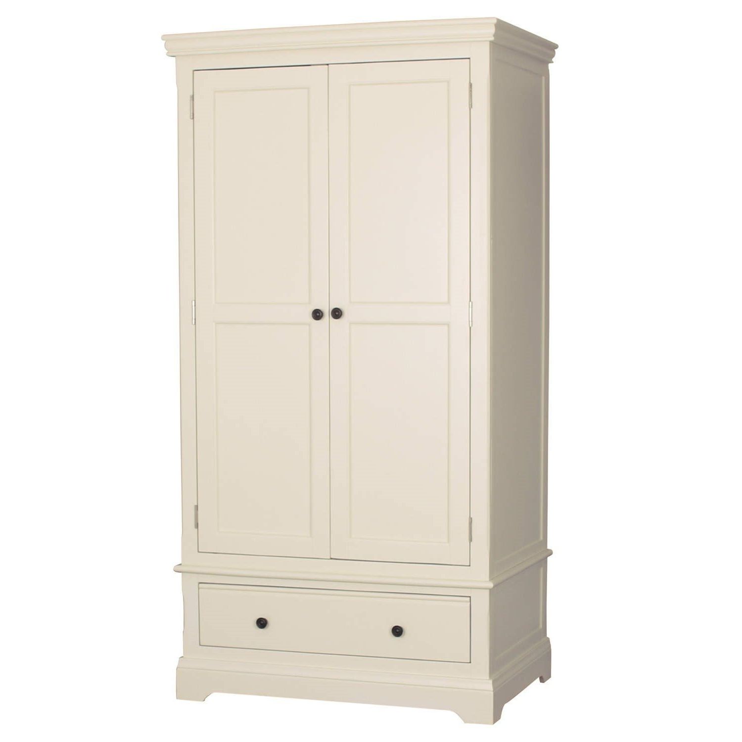 Most Up To Date Ivory Wardrobes With Savannah Solid Wood 2 Door 1 Drawer Wardrobe In Ivory/cream (View 15 of 15)