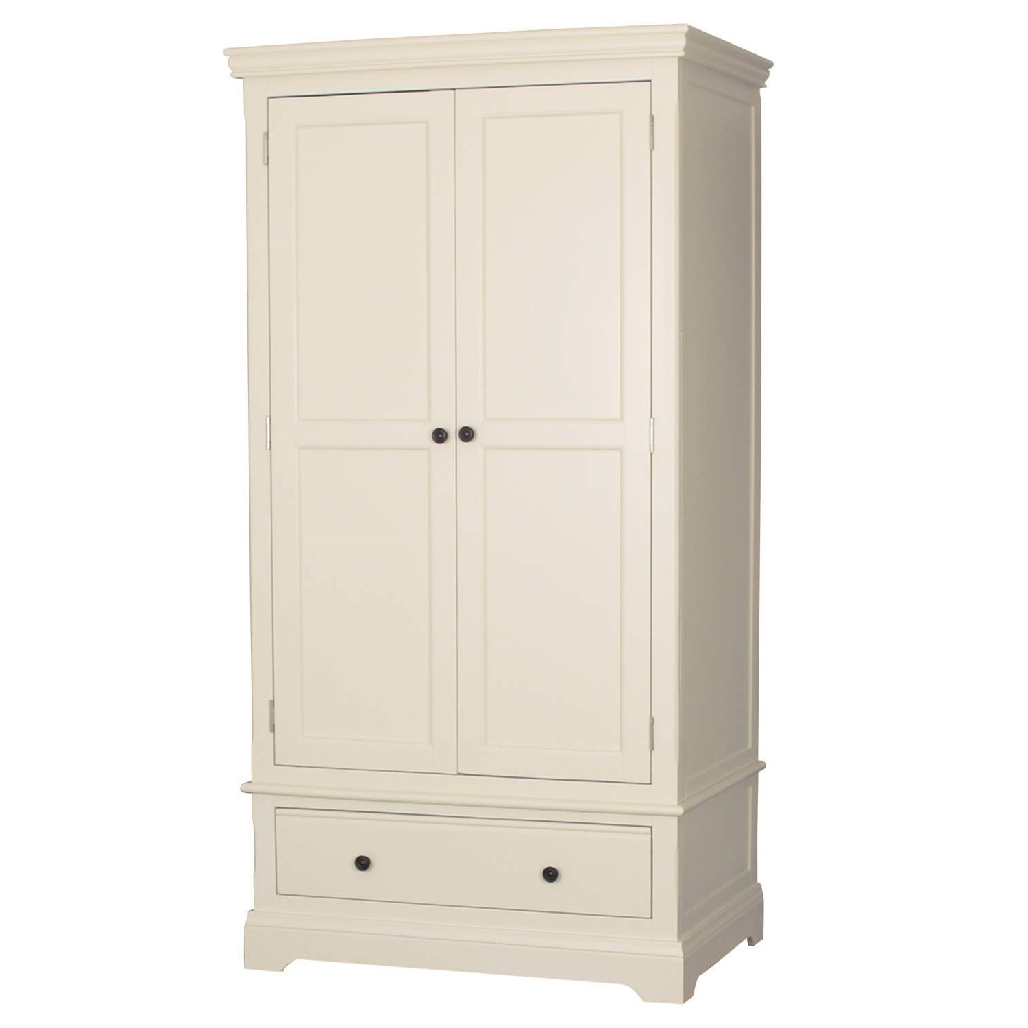 Most Up To Date Ivory Wardrobes With Savannah Solid Wood 2 Door 1 Drawer Wardrobe In Ivory/cream (View 15 of 15)