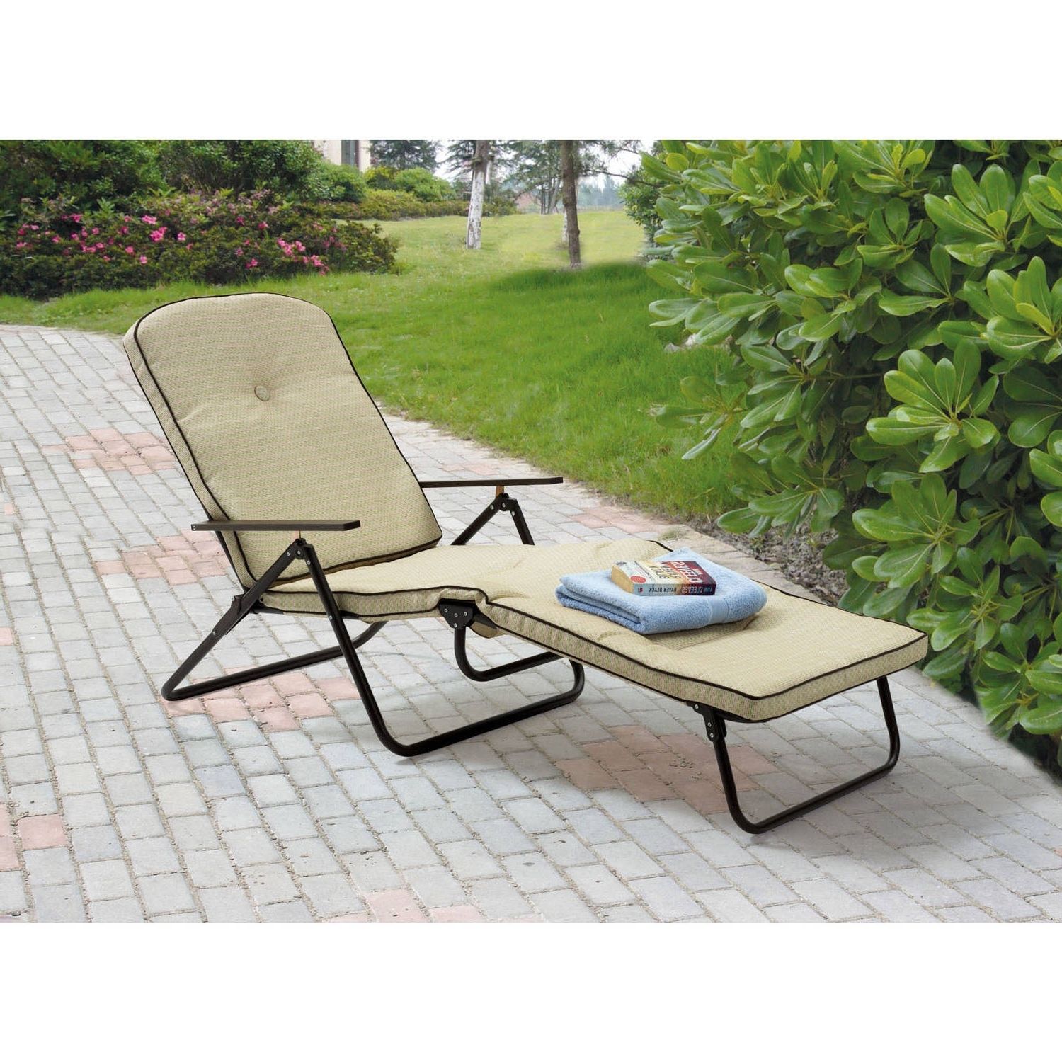 Most Up To Date Mainstays Sand Dune Outdoor Padded Folding Chaise Lounge, Tan Intended For Folding Chaise Lounge Chairs For Outdoor (View 13 of 15)
