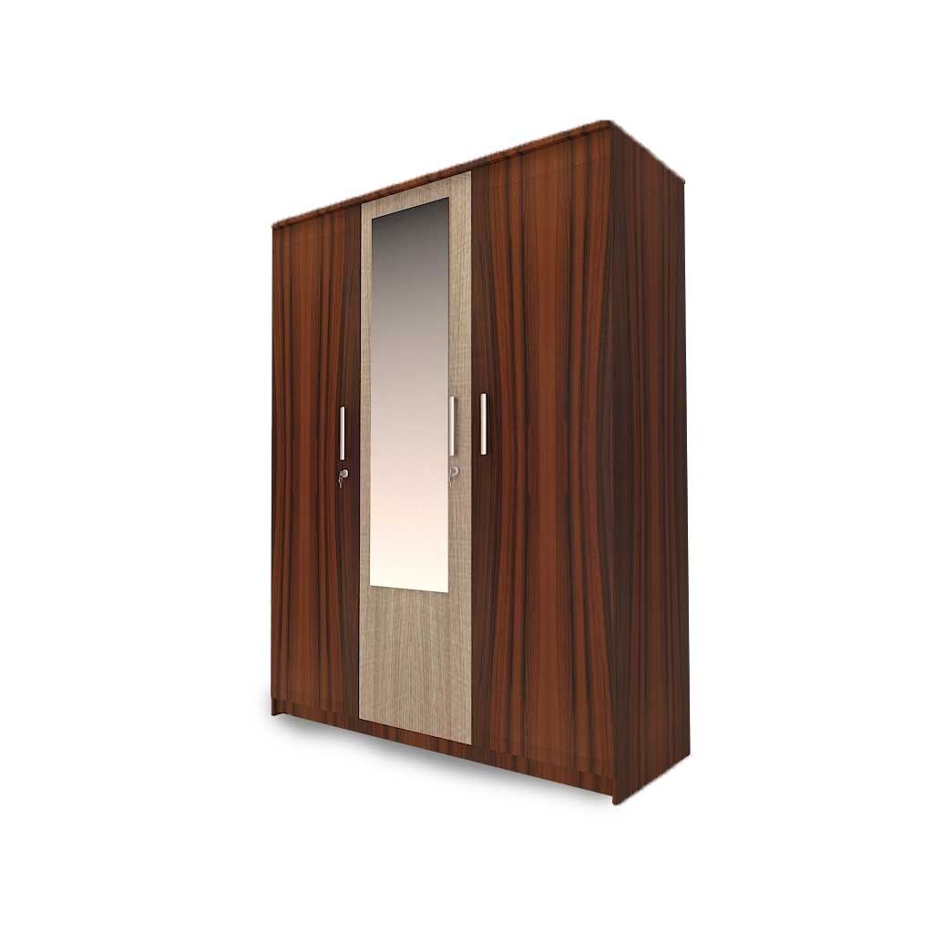 Newest Alpha 3 Door Wardrobe In Dark Brown With Mirror – Woodys Furniture In Brown Wardrobes (View 5 of 15)