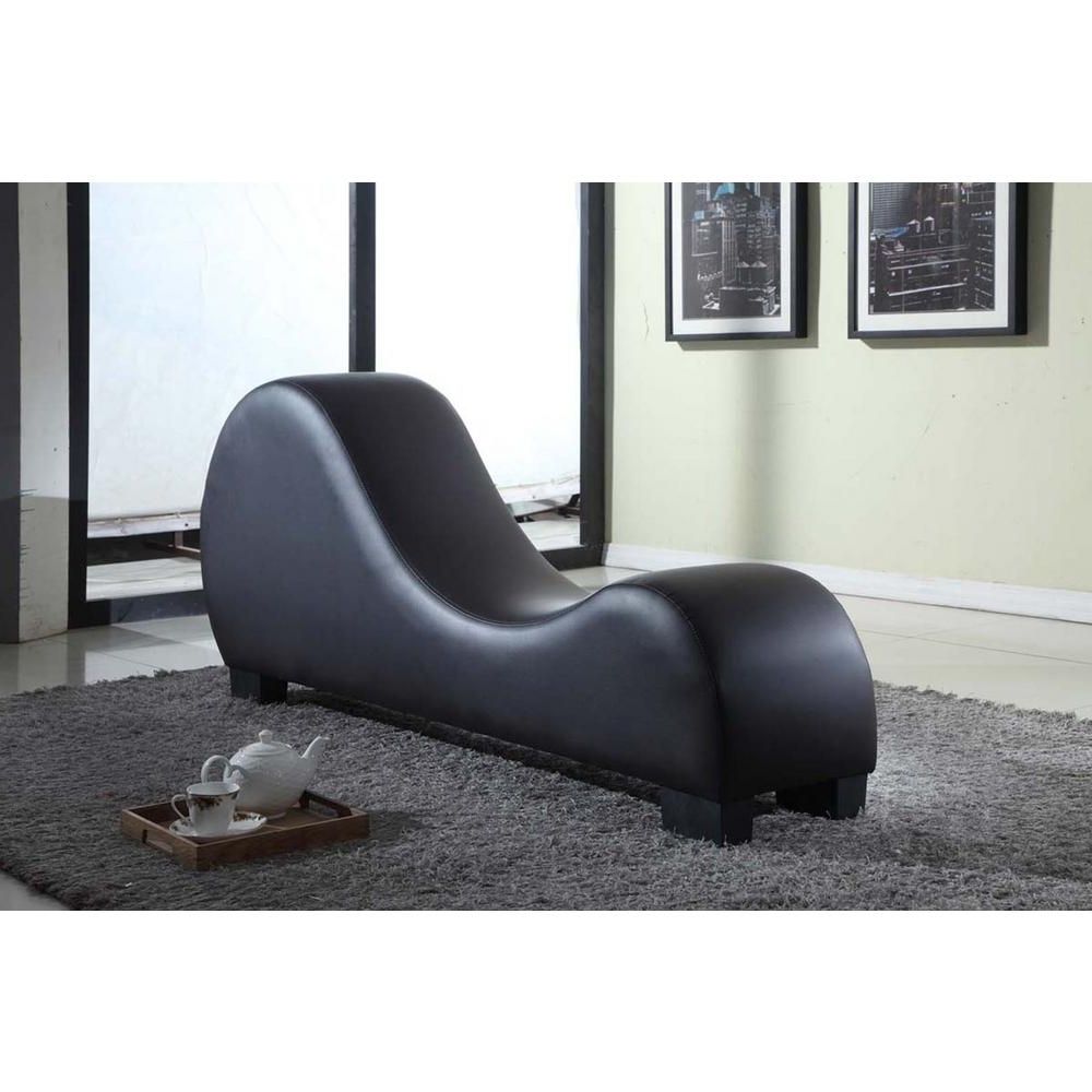 Newest Black Leather Chaises With Regard To Black Faux Leather Chaise Lounge Cl 10 – The Home Depot (Photo 2 of 15)