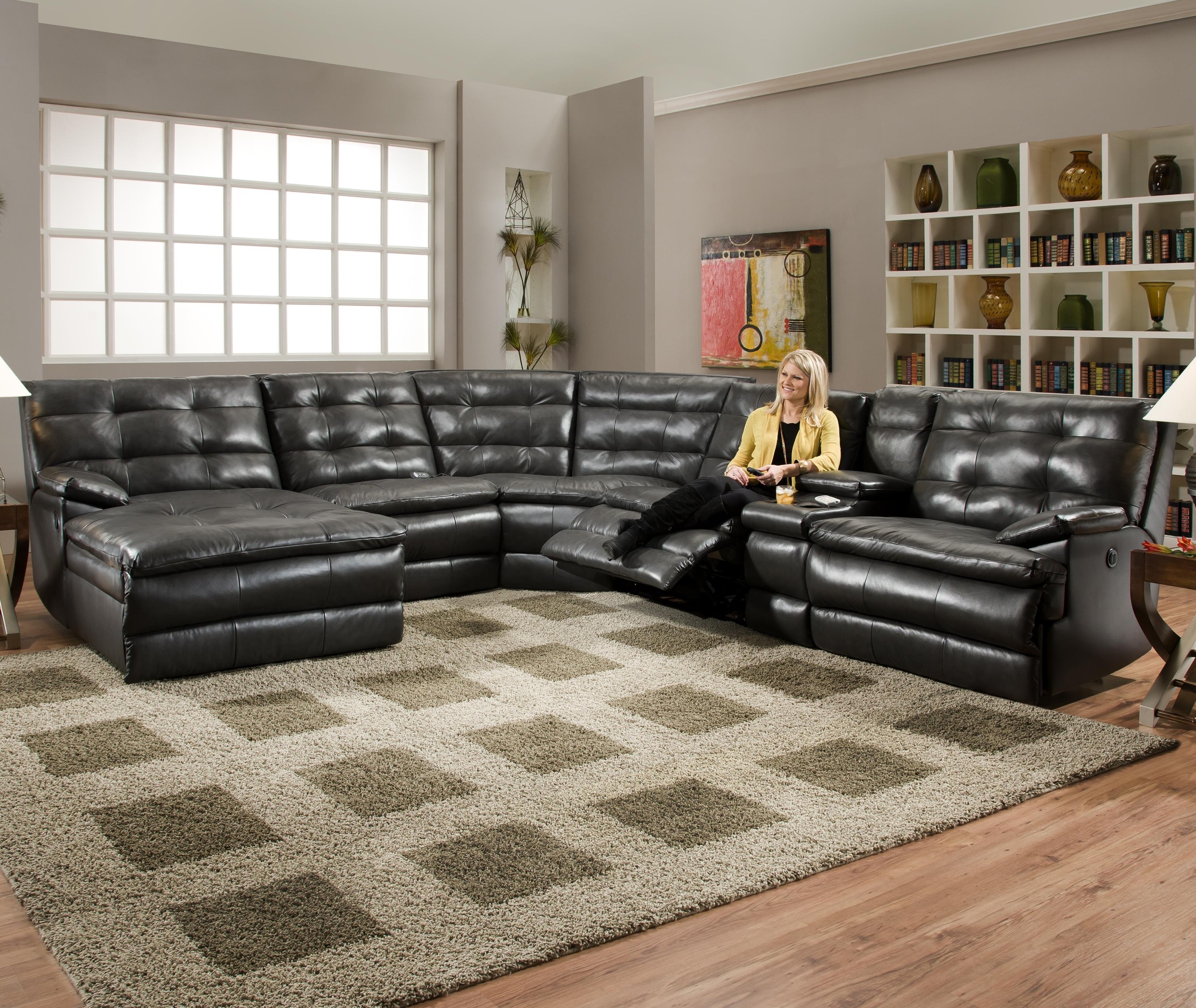 Newest Tufted Sectionals With Chaise In Luxurious Tufted Leather Sectional Sofa In Classy Black Color With (Photo 13 of 15)