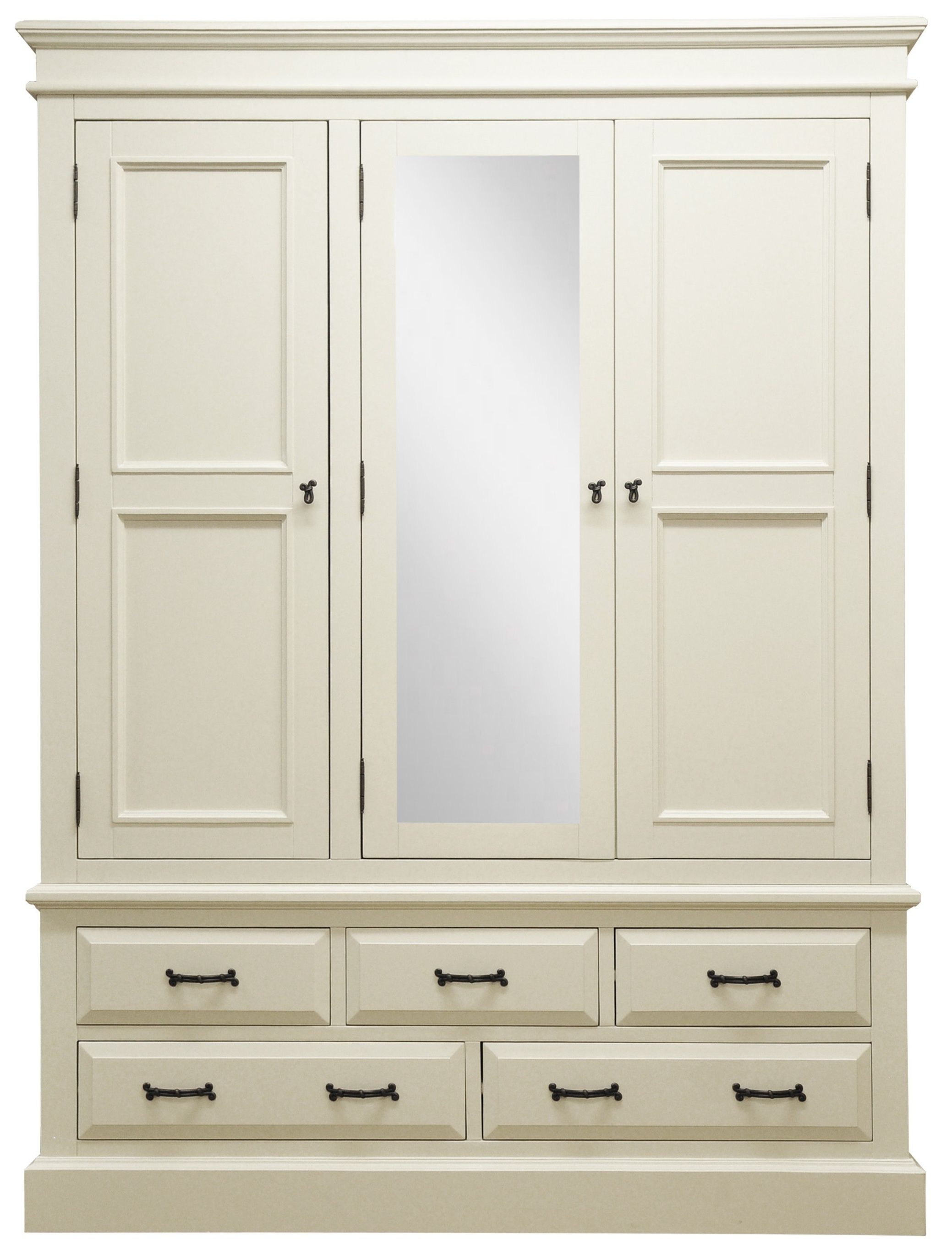 Newest White Wood Wardrobes With Drawers Pertaining To White Wooden Wardrobe With Five Drawers And Doors Also Mirror Of (View 13 of 15)