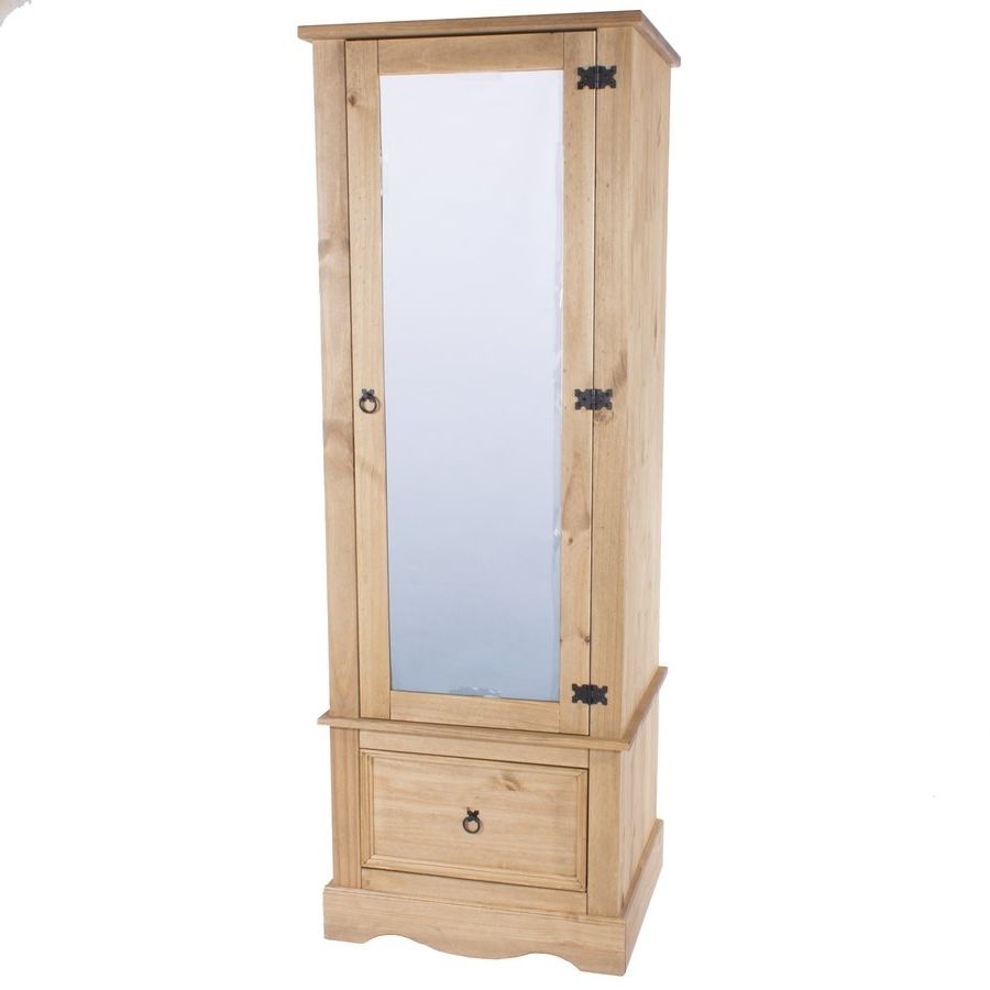 One Door Wardrobes With Mirror Inside Newest Abdabs Furniture – Corona Pine Single Wardrobe With Mirrored Door (View 9 of 15)