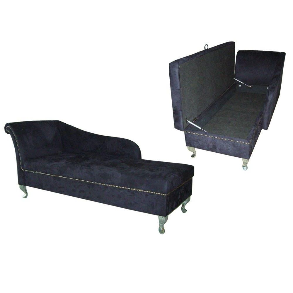 Ore International Navy Blue Microfiber Storage Chaise Lounge Inside Trendy Storage Chaise Lounges (View 6 of 15)