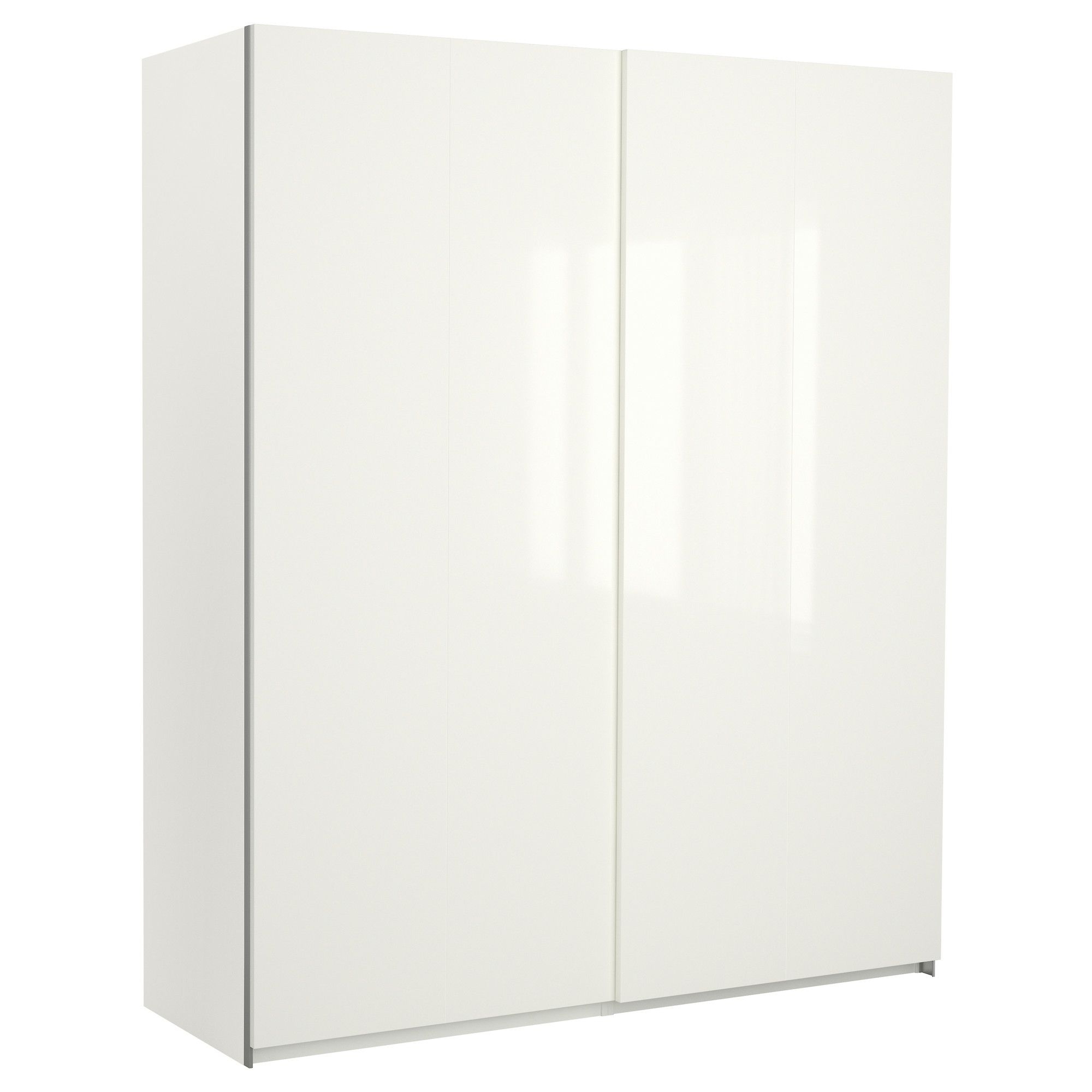 Pax Wardrobe With Sliding Doors White/hasvik High Gloss/white Within Trendy Tall White Gloss Wardrobes (Photo 9 of 15)