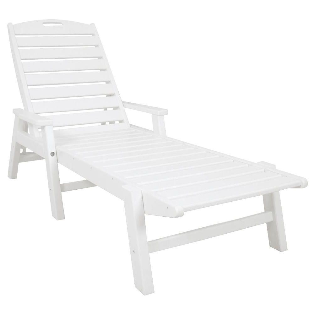 Polywood Nautical White Stackable Plastic Outdoor Patio Chaise Pertaining To Most Up To Date White Outdoor Chaise Lounge Chairs (View 11 of 15)