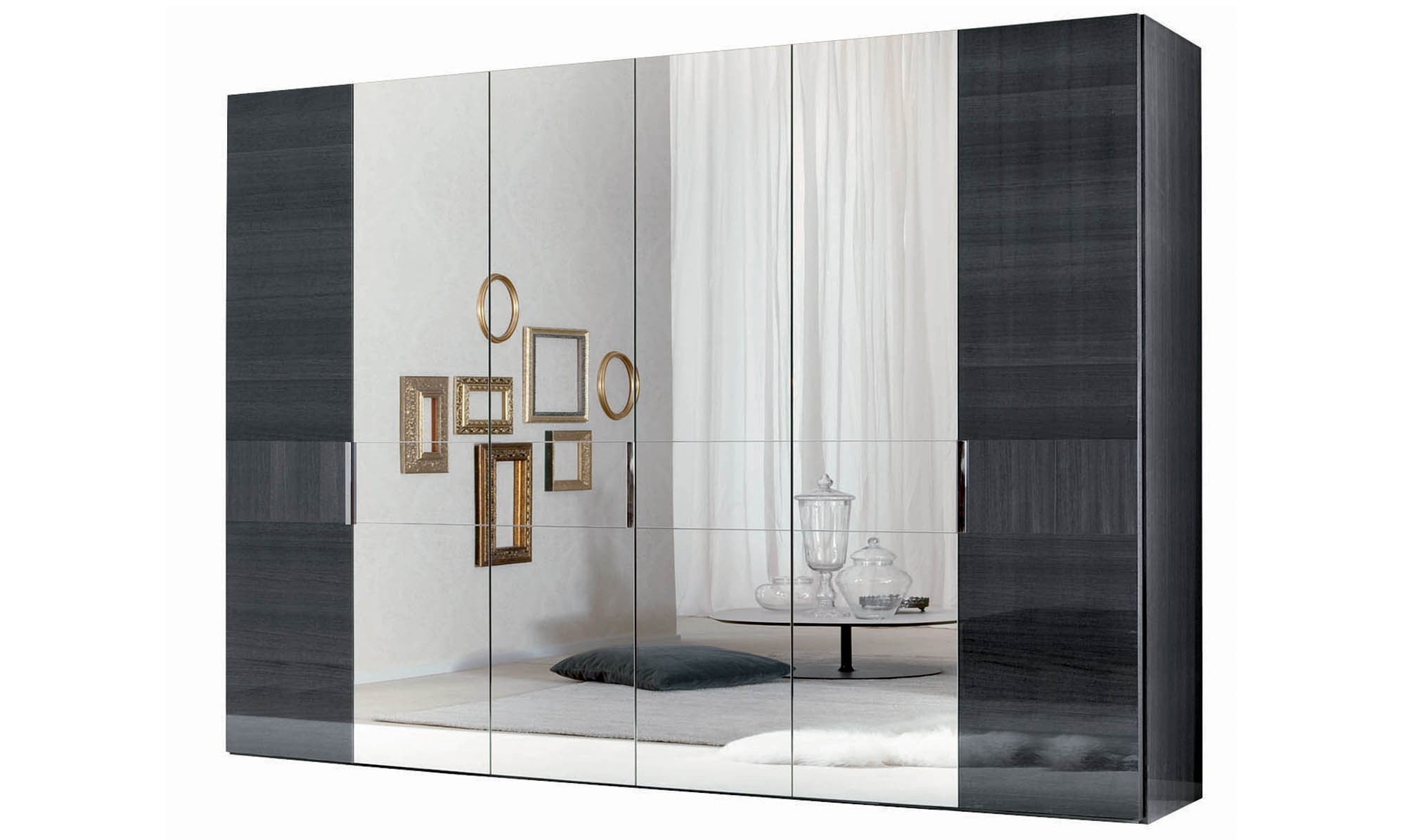 Popular 4 Door Mirrored Wardrobes For Antibes – 6 Door Hinged Wardrobe 4 Mirror Doors Finish – All (Photo 6 of 15)