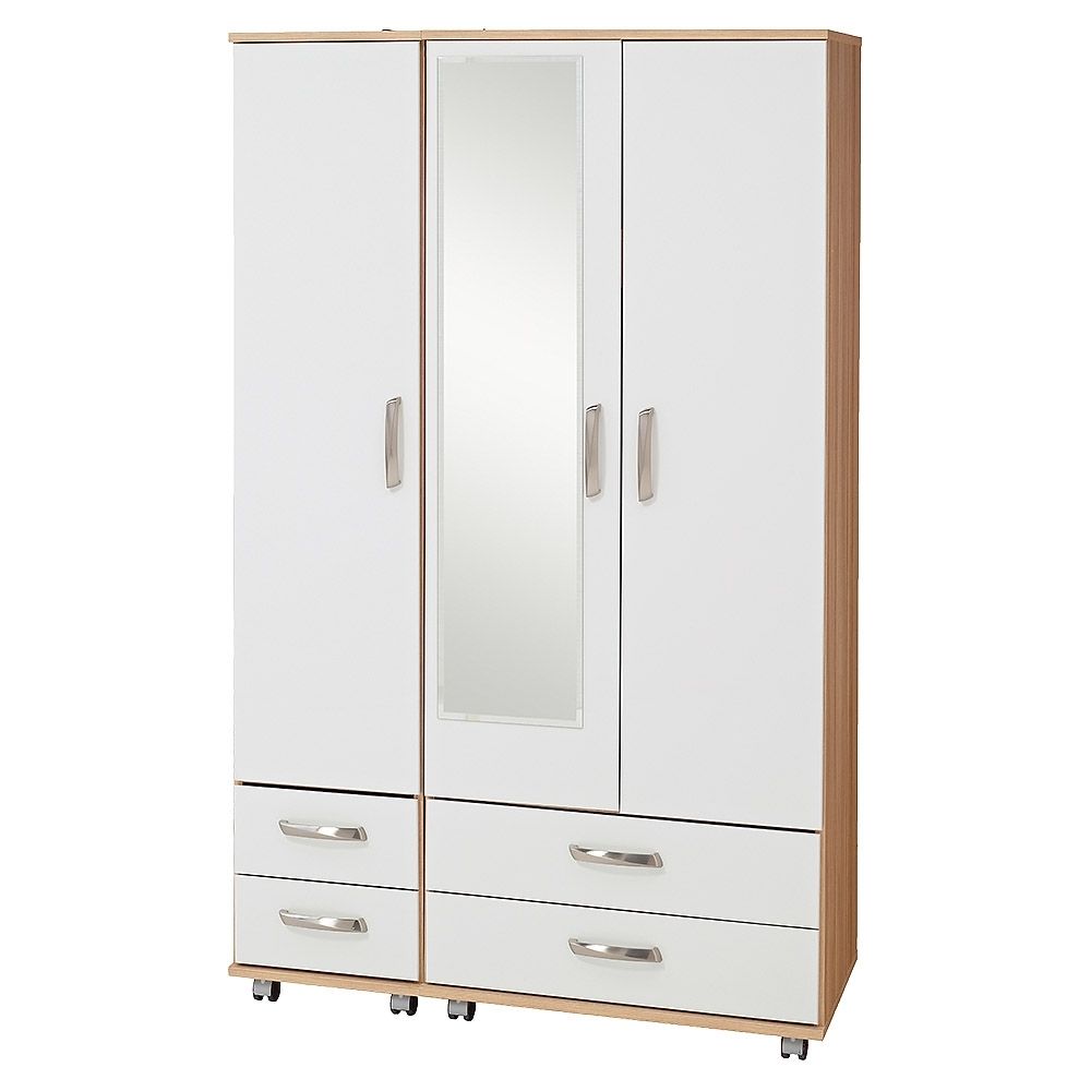 Popular Mirror Design Ideas: Great Furniture Three Door Wardrobe With Within White 3 Door Wardrobes With Drawers (View 15 of 15)