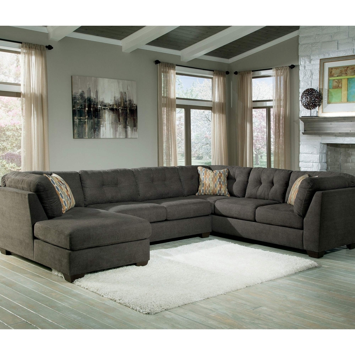 Preferred 3 Piece Sectional Sofas With Chaise With Benchcraft Delta City 3 Pc. Sectional Sofa With Raf Chaise (Photo 9 of 15)