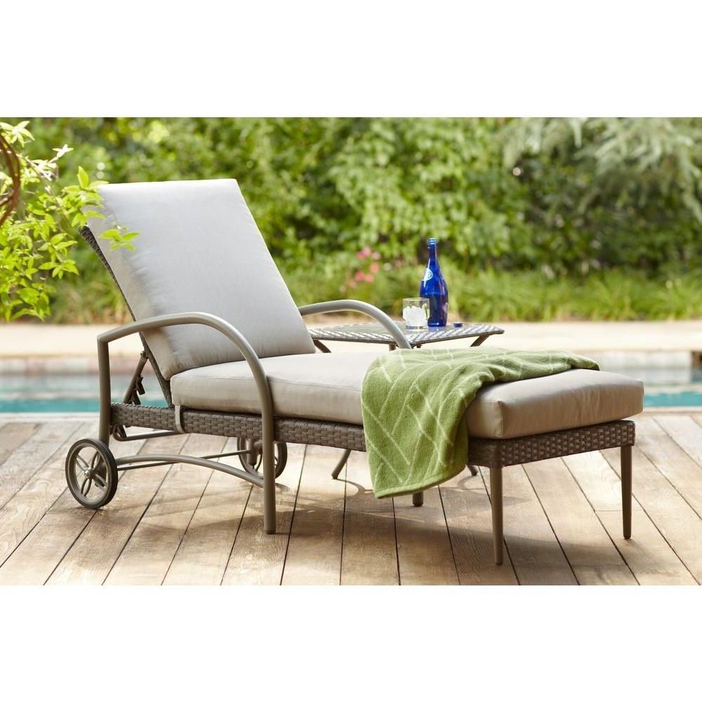 Preferred Hampton Bay Posada Patio Chaise Lounge With Gray Cushion 153 120 Regarding Green Chaise Lounge Chairs (View 15 of 15)