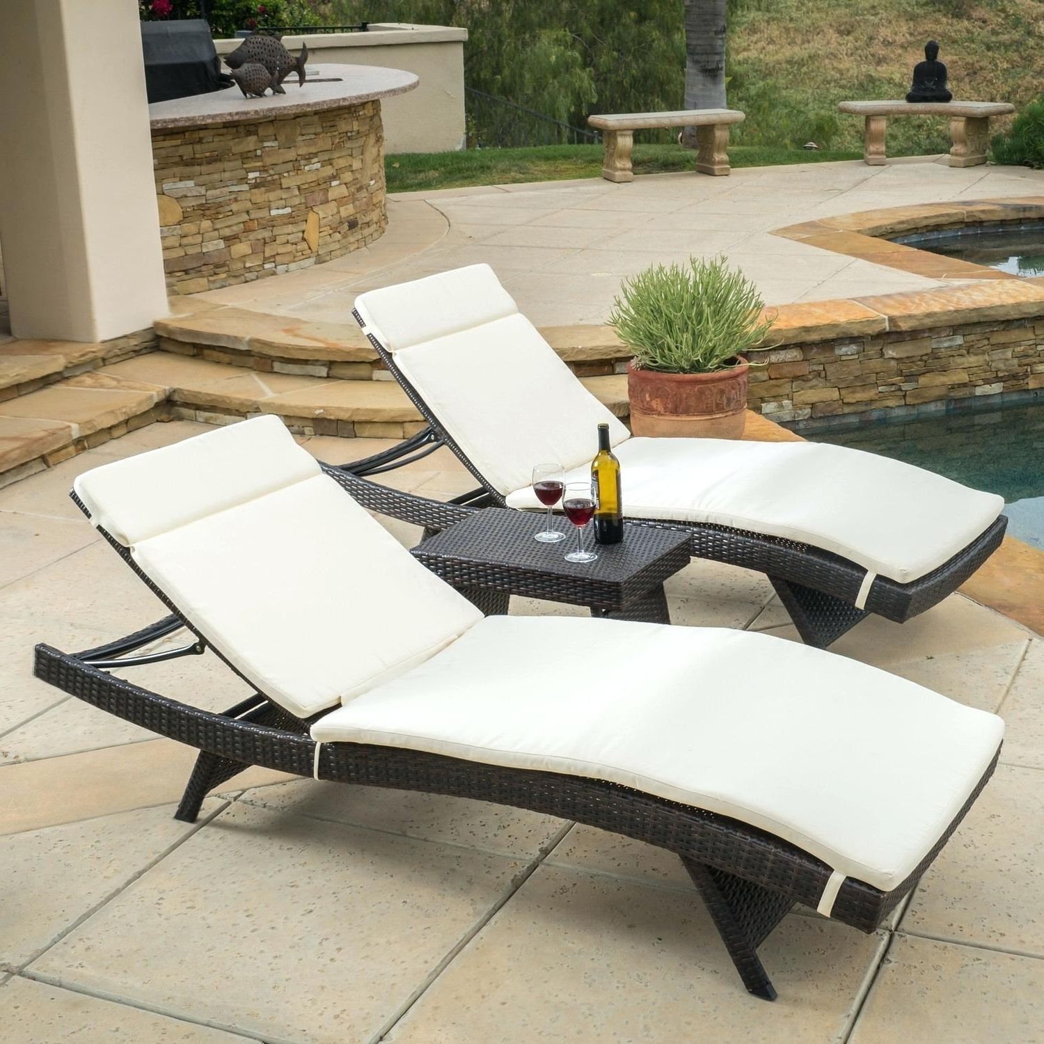 Preferred Sunbrella Chaise Lounge Cushion Cushions 77 X 25 Beige With Regard To Sunbrella Chaise Lounge Cushions (View 8 of 15)